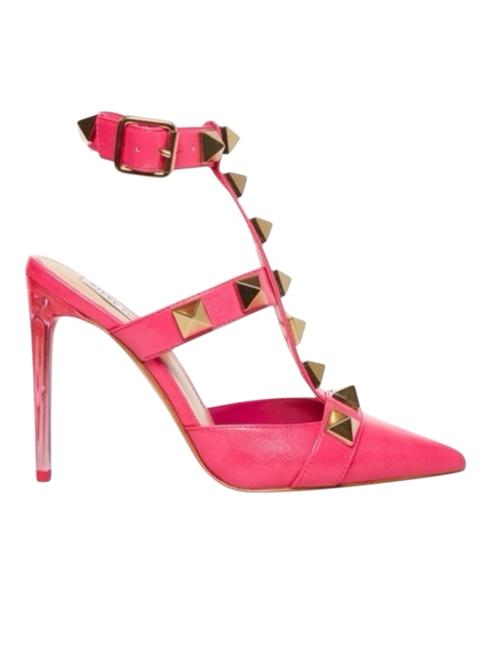 Steve Madden Hot Pink Audra Studded Ankle Strap Stiletto 4.5" Heels (7.5M)